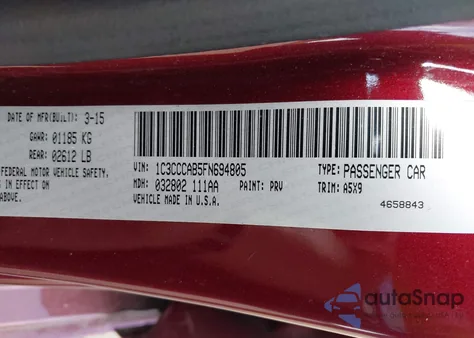 2015 Chrysler 200 Limited из США, поврежденный, VIN 1C3CCCAB5FN694805